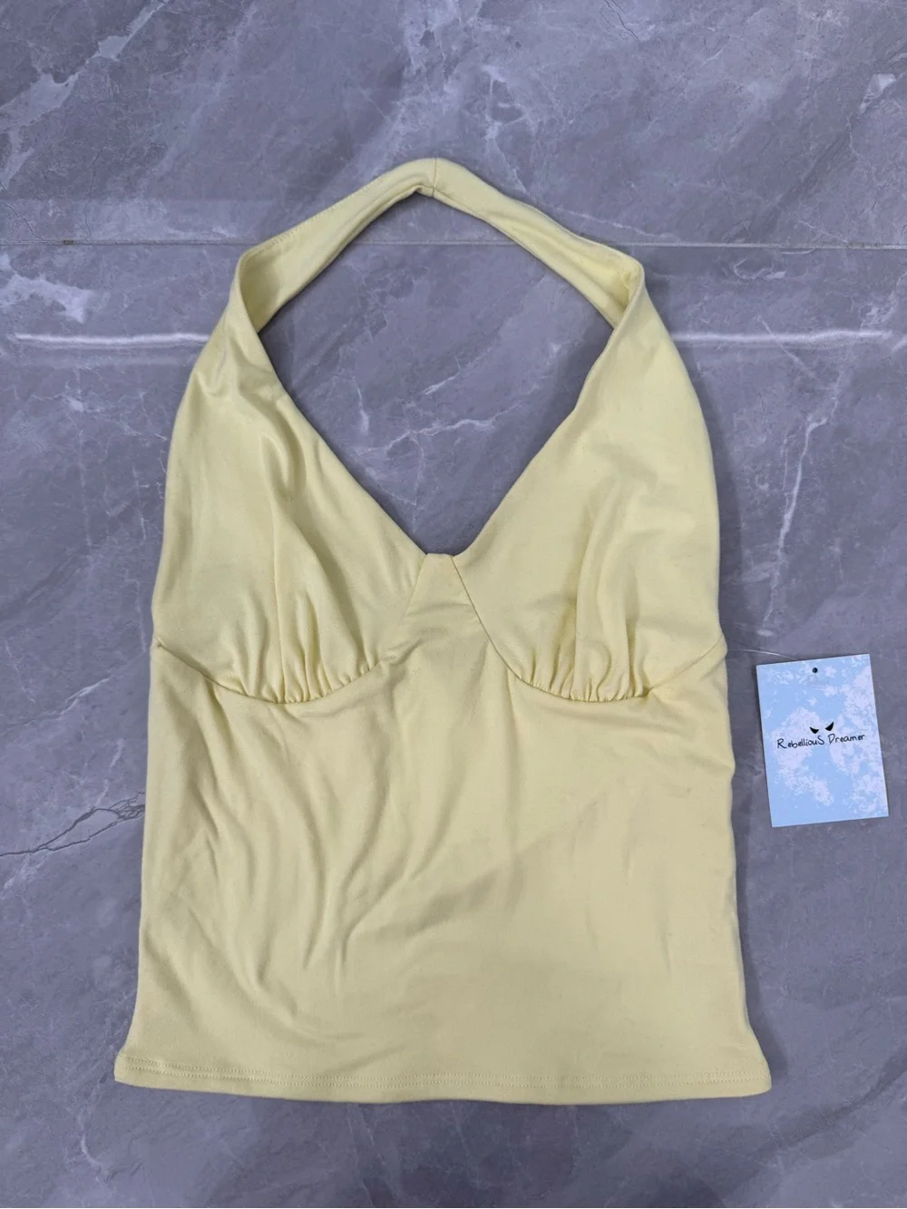 Women’s Rebellious Dreamer Halter Top Bundle Ruched Bust V-Neck Basic Medium - Picture 3 of 16